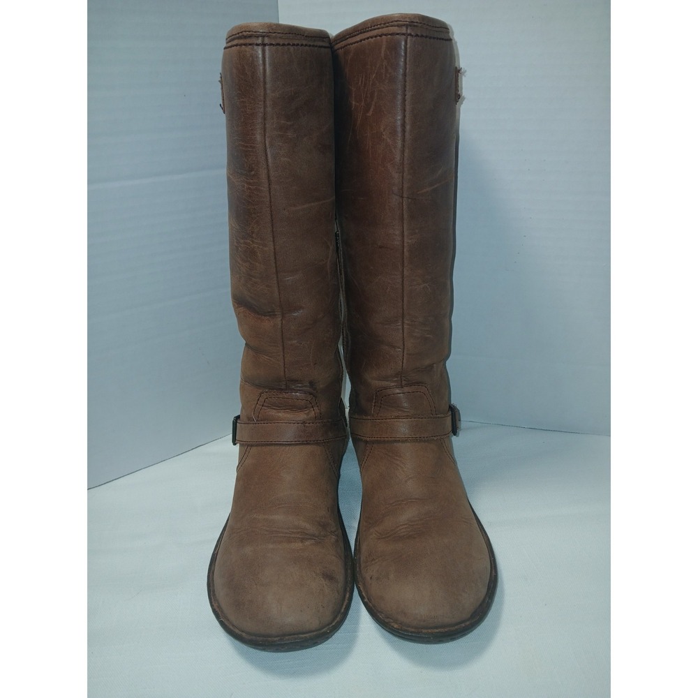 UGG Australia Womens Tupelo Riding Boots US 9 Brown Leather Shearling Lined